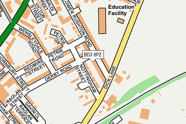 BD3 8PZ map - OS OpenMap – Local (Ordnance Survey)