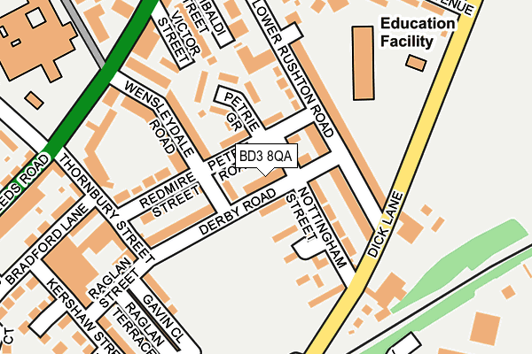 BD3 8QA map - OS OpenMap – Local (Ordnance Survey)