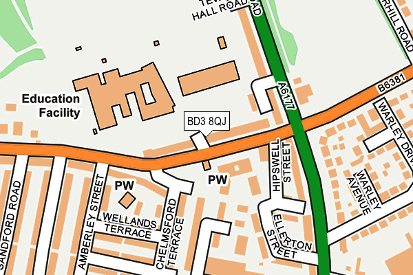 BD3 8QJ map - OS OpenMap – Local (Ordnance Survey)