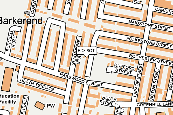 BD3 8QT map - OS OpenMap – Local (Ordnance Survey)