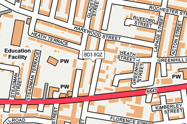 BD3 8QZ map - OS OpenMap – Local (Ordnance Survey)