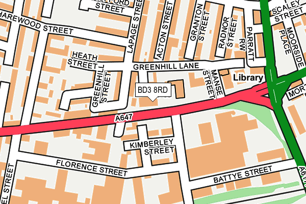 BD3 8RD map - OS OpenMap – Local (Ordnance Survey)