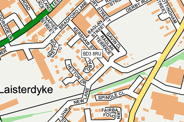 BD3 8RU map - OS OpenMap – Local (Ordnance Survey)