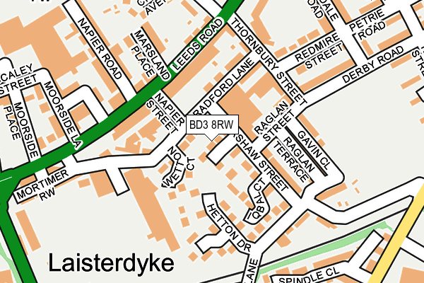 BD3 8RW map - OS OpenMap – Local (Ordnance Survey)