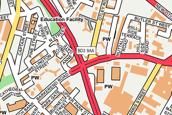BD3 9AA map - OS OpenMap – Local (Ordnance Survey)