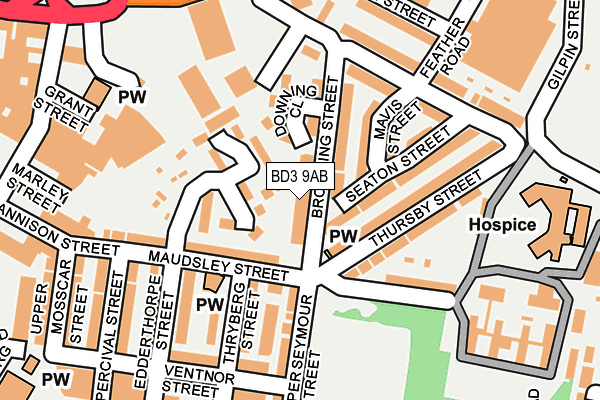 BD3 9AB map - OS OpenMap – Local (Ordnance Survey)