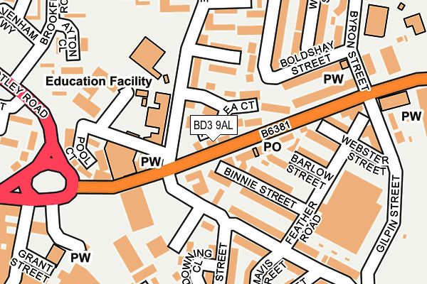 BD3 9AL map - OS OpenMap – Local (Ordnance Survey)