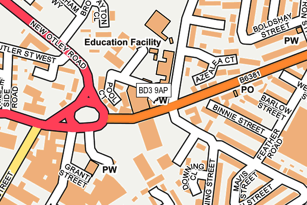 BD3 9AP map - OS OpenMap – Local (Ordnance Survey)