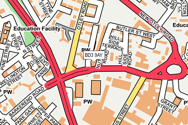 BD3 9AY map - OS OpenMap – Local (Ordnance Survey)