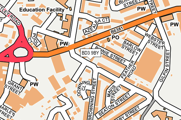 BD3 9BY map - OS OpenMap – Local (Ordnance Survey)