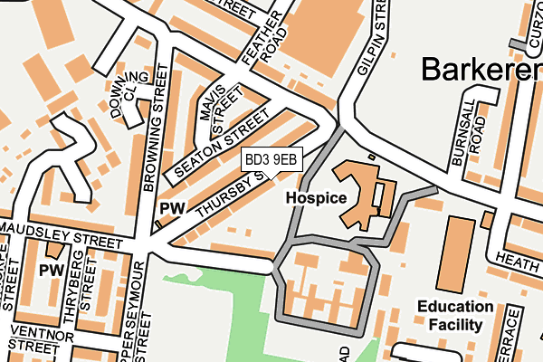 BD3 9EB map - OS OpenMap – Local (Ordnance Survey)