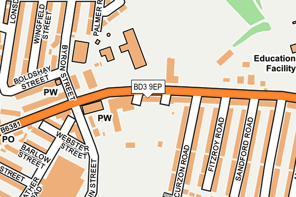 BD3 9EP map - OS OpenMap – Local (Ordnance Survey)