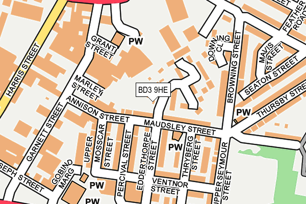 BD3 9HE map - OS OpenMap – Local (Ordnance Survey)