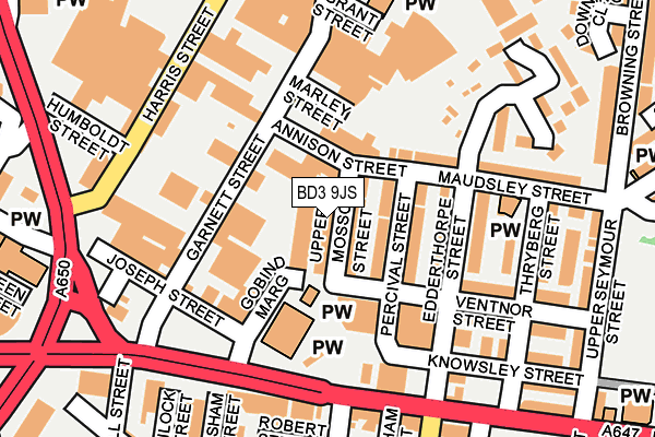 BD3 9JS map - OS OpenMap – Local (Ordnance Survey)