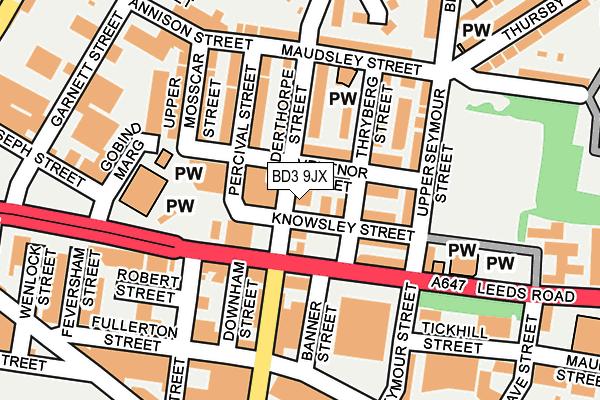 BD3 9JX map - OS OpenMap – Local (Ordnance Survey)