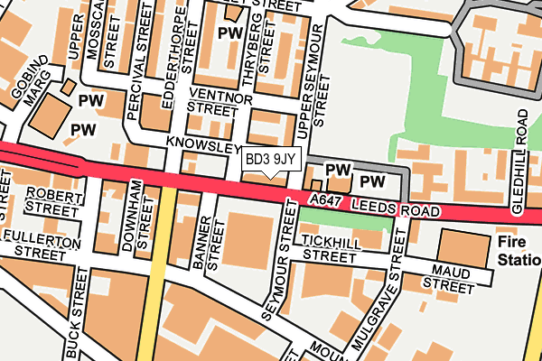 BD3 9JY map - OS OpenMap – Local (Ordnance Survey)