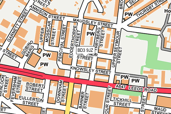 BD3 9JZ map - OS OpenMap – Local (Ordnance Survey)