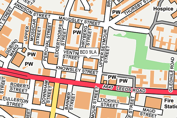 BD3 9LA map - OS OpenMap – Local (Ordnance Survey)