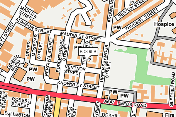 BD3 9LB map - OS OpenMap – Local (Ordnance Survey)