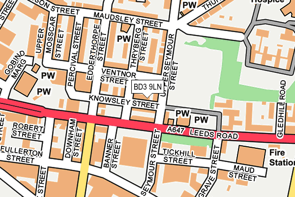BD3 9LN map - OS OpenMap – Local (Ordnance Survey)