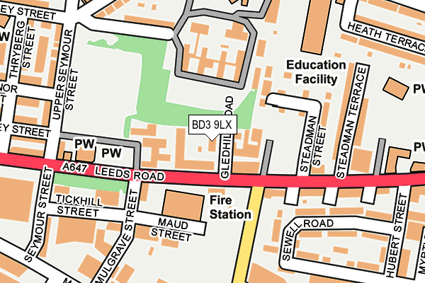 BD3 9LX map - OS OpenMap – Local (Ordnance Survey)