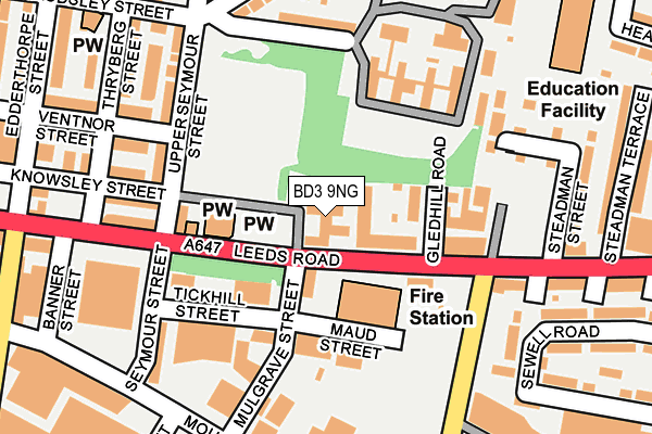 BD3 9NG map - OS OpenMap – Local (Ordnance Survey)