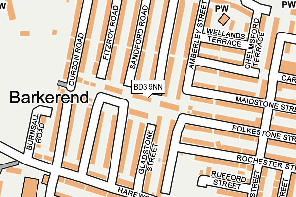 BD3 9NN map - OS OpenMap – Local (Ordnance Survey)