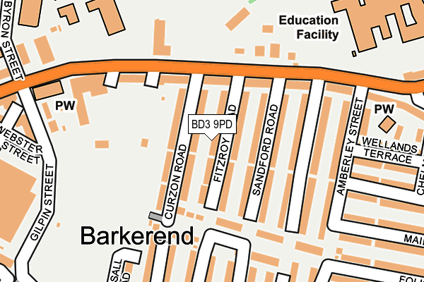 BD3 9PD map - OS OpenMap – Local (Ordnance Survey)