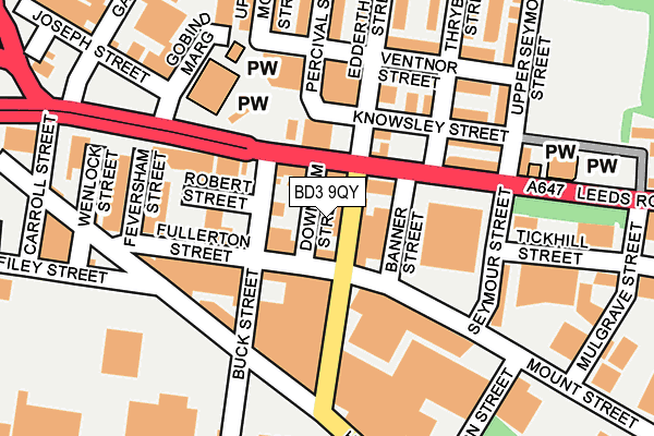 BD3 9QY map - OS OpenMap – Local (Ordnance Survey)