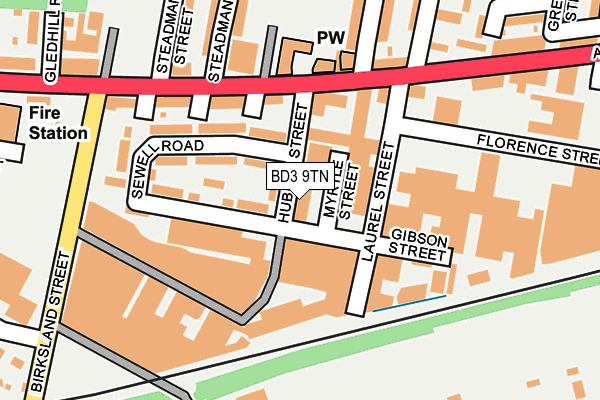 BD3 9TN map - OS OpenMap – Local (Ordnance Survey)