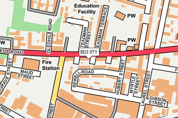 BD3 9TY map - OS OpenMap – Local (Ordnance Survey)