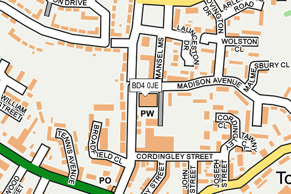 BD4 0JE map - OS OpenMap – Local (Ordnance Survey)