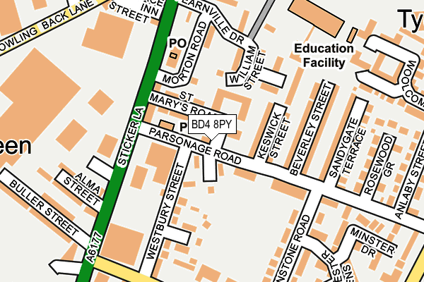 BD4 8PY map - OS OpenMap – Local (Ordnance Survey)