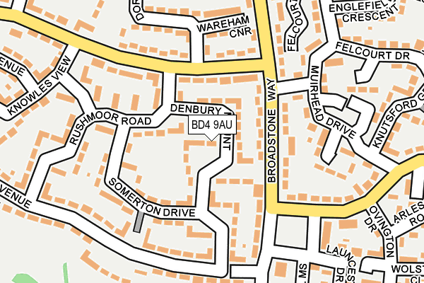 BD4 9AU map - OS OpenMap – Local (Ordnance Survey)