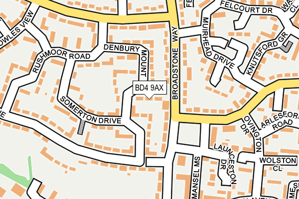 BD4 9AX map - OS OpenMap – Local (Ordnance Survey)