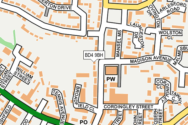 BD4 9BH map - OS OpenMap – Local (Ordnance Survey)