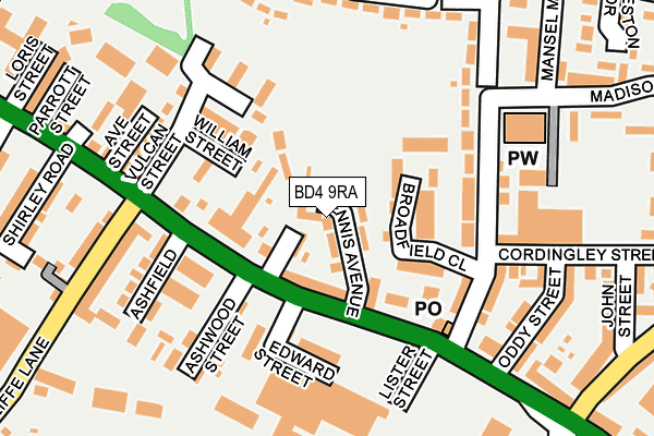 BD4 9RA map - OS OpenMap – Local (Ordnance Survey)
