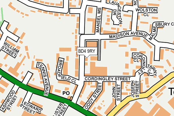 BD4 9RY map - OS OpenMap – Local (Ordnance Survey)