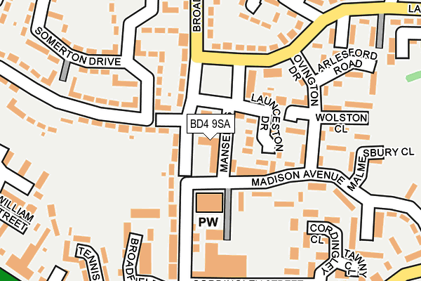BD4 9SA map - OS OpenMap – Local (Ordnance Survey)