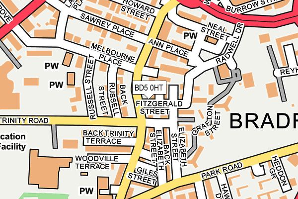 Map of TOWN TAXIS (BRADFORD) LTD at local scale