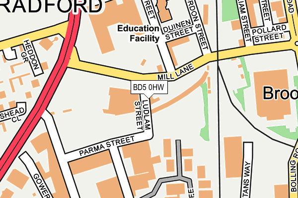 BD5 0HW map - OS OpenMap – Local (Ordnance Survey)