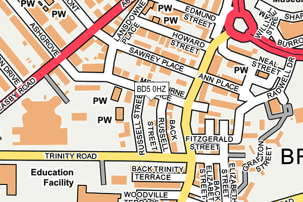 BD5 0HZ map - OS OpenMap – Local (Ordnance Survey)