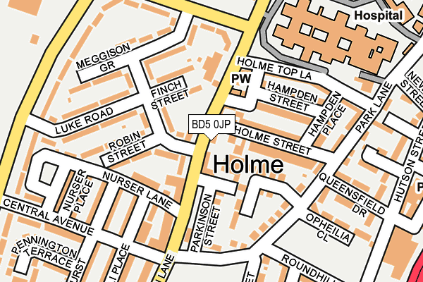 BD5 0JP map - OS OpenMap – Local (Ordnance Survey)