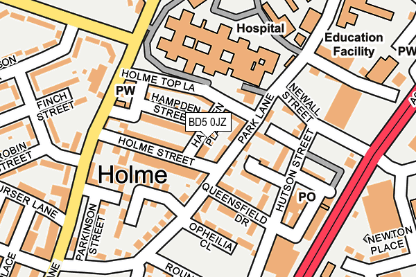 BD5 0JZ map - OS OpenMap – Local (Ordnance Survey)