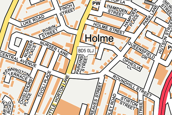 BD5 0LJ map - OS OpenMap – Local (Ordnance Survey)