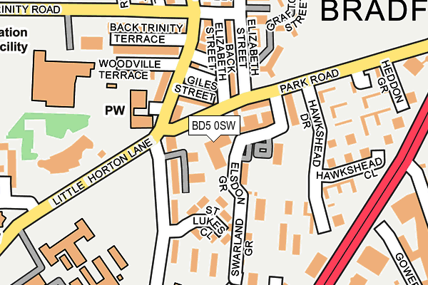 BD5 0SW map - OS OpenMap – Local (Ordnance Survey)