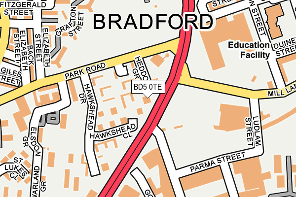 BD5 0TE map - OS OpenMap – Local (Ordnance Survey)