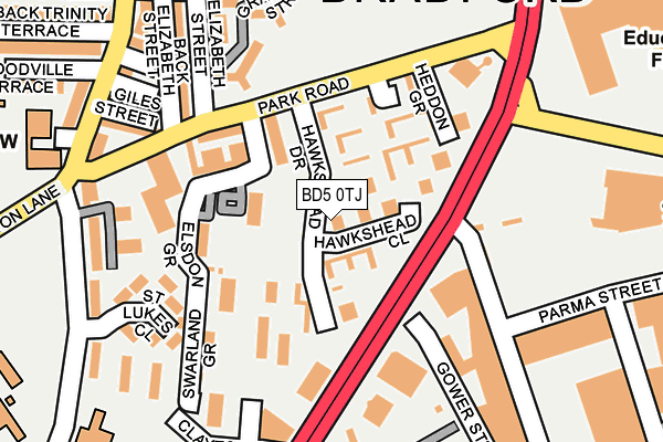 BD5 0TJ map - OS OpenMap – Local (Ordnance Survey)