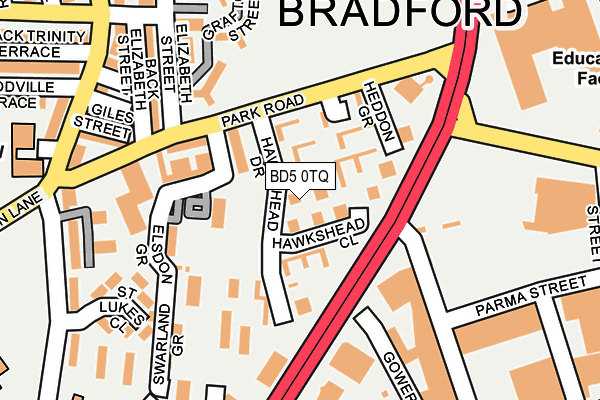 BD5 0TQ map - OS OpenMap – Local (Ordnance Survey)