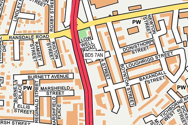 BD5 7AN map - OS OpenMap – Local (Ordnance Survey)